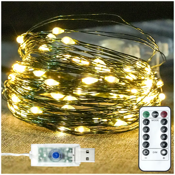 Светодиодная гирлянда 30 м 300 LED USB для дома и улицы теплый белый свет LS-1090