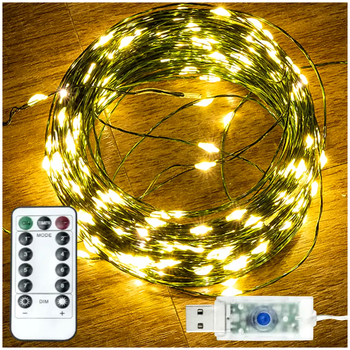 Светодиодная гирлянда 20м 200LED USB для дома Теплый белый LS-1089