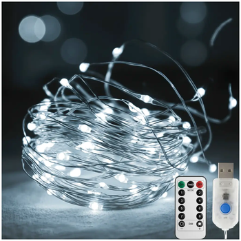 Гирлянда светодиодная 20м 200LED USB для дома с пультом управления Белый LS-2559