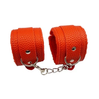 М'які БДСМ-наручники з хутром Honey Fashion Accessories, червоний (90к008)