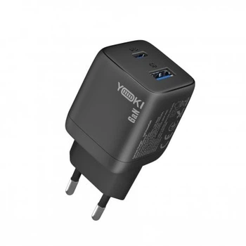 Мережевий зарядний пристрій YOKI PowerGaN YK-GaN35PACB PD&QC 35W (Type-C+USB) Black