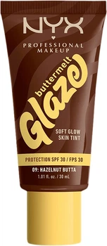 Тональна основа-тінт для обличчя NYX Professional Makeup Buttermelt Glaze Spf 30 09 Hazelnut Butta 30 мл (800897266837)