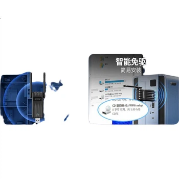 COMFAST WiFi6 Plug-And USB беспроводной сетевой адаптер Bluetooth 5.3 с двумя входами и двумя высокочувствительными внешними антеннами для настольных компьютеров и ноутбуков, WiFi приемник-передатчик CF-943F