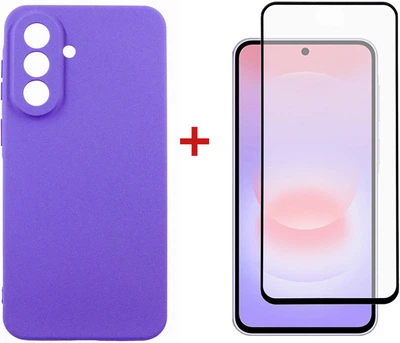 Комплект чехол для смартфона + стекло Samsung Galaxy A37 DENGOS Carbon Purple (DG-KM-201)