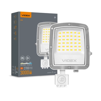 LED прожектор VIDEX F5 30W 3000-5000-6500K с датчиком движения 230V White VL-F5-030CW-S 29261