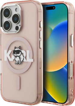 Etui plecki Karl Lagerfeld IML Choupette Sketch Logo MagSafe do Apple iPhone 16 Pro Max Pink (KLHMP16XHGCHGKBP)