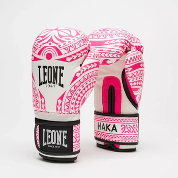 Боксерські рукавиці Leone GN329 Haka білі/рожеві 10 унцій (GN329_White/Pink_10oz)