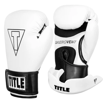 Боксерские перчатки TITLE Boxing Vegan Gloves White/Black 14 oz (капа в комплекте)