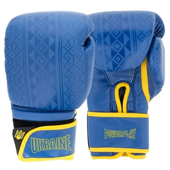Боксерські рукавиці PowerPlay 3021 Ukraine сині/жовті 10 унцій (PP_3021_10oz_Blue-Yellow)