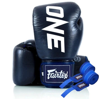 Боксерские перчатки Fairtex BGV1-ONE (натуральная кожа) Blue 14 унций (бинты в комплекте)
