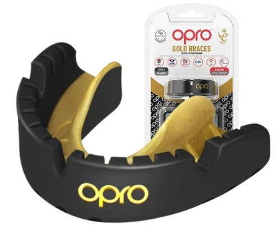 Капа OPRO Gold Braces чорна/золотиста доросла (Gold_Braces_Bl/Gold)