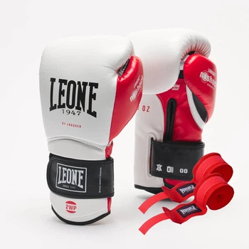 Боксерские перчатки Leone GN113 IL TECNICO N3 White 10 унций (бинты 4 м. в комплекте)