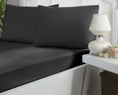 Простирадло на резинці First Choice 180х200х30 + 2 наволочки 50х70 сатин Anthracite