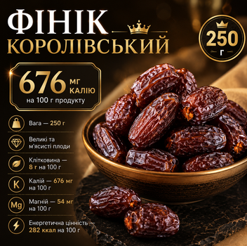 Королевский финик 250 г натуральные сушеные без сахара, источник клетчатки и природной энергии