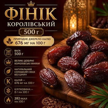 Королевский финик 500 г натуральный сушеный, большие мясистые плоды для перекусов и десертов