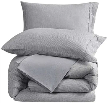 Комплект постільної білизни Lovely Svi Полуторний Євро 150х210 см Striped Grey Варена бавовна (6900003703264)