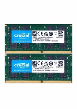 Комплект оперативної пам'яті для ноутбука Crucial 32GB (2x16GB) DDR4 3200MHz SO-DIMM (CT16G4SFRA32A.M16FR)