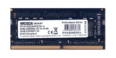 Оперативна пам'ять для ноутбука AMD 16GB DDR4 2400MHz SO-DIMM (R7416G2400S2S-U)