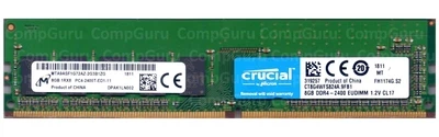 Оперативная память для ПК Micron 8GB DDR4 2400MHz UDIMM ECC 1Rx8 (MTA9ASF1G72AZ-2G3B1ZG)