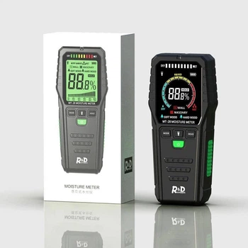 Влагомер бесштифтовой MT28 цифровой | Индукционный измеритель влажности древесины, бетона, стен, гипсокартона | Детектор скрытой влаги и протечек воды | LCD-дисплей