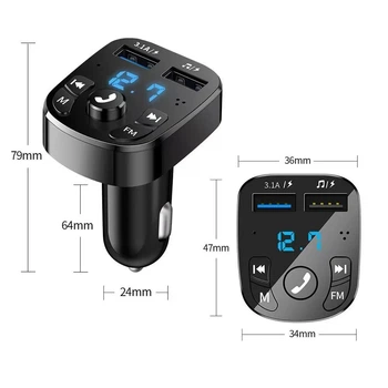 FM-модулятор Bluetooth 5.0 для авто с USB зарядкой 3.1A, Hands-Free и LED дисплеем