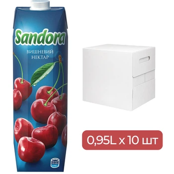 Упаковка вишневого нектару Sandora, 10 шт. х 0,95 л