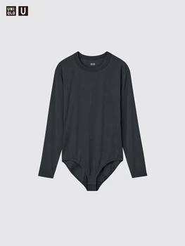 Женское боди AIRism UNIQLO с длинным рукавом 1161338483 (Черный XS)