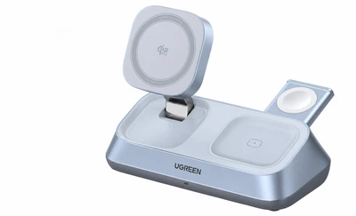 Беспроводная зарядная станция UGREEN 25W Qi2 3-в-1 Magflow для iPhone/AirPods/Apple Watch Б/у Без коробки