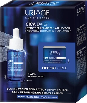 Zestaw do pielęgnacji twarzy Uriage Bariederm Cica Daily Serum 30 ml + Krem 15 ml (3661434010477)