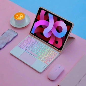 Чохол з клавіатурою з підсвічуванням та мишкою FegishCase iPad 10 (2022) Pink