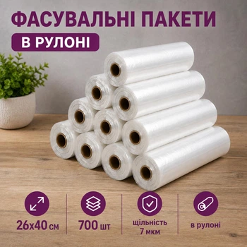 Пакет фасовочный в рулоне 26x40 см 700 шт прочный 7 мкм