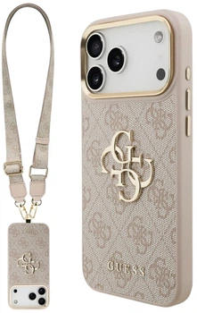 Etui na smartfon Guess 4G Big 4G Classic Logo Big Strap Metal Buttons do Apple iPhone 17 Pro Max Pink (3666339488895)