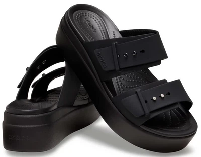 Жіночі сандалі Crocs Brooklyn Low Wedge Sandals Black (38-39, чорний)