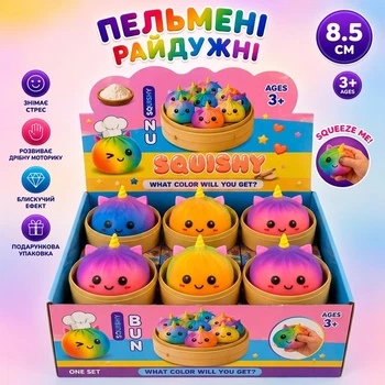 Мягкий антистресс пельмень в коробочке игрушка сквиш dumplings squishy цвет сюрприз размер 8.5см единорог