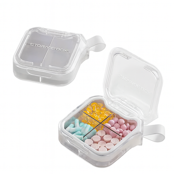 Органайзер для таблеток с 4 отделениями MEMOSAN 4 Case Pill Organizer Pill Box & Travel Pill Case ледяной белый