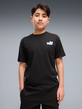 Дитяча футболка для хлопчика Puma Essentials Logo Lab 69338851 134-140 см Black/Blue guppy (4070033323960)