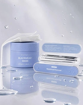 Глибоко очищувальна маска MODAY Blackhead Mask від чорних цяток на носі та обличчі + набір Blackhead Remover (4 інструменти, 8 насадок) для ефективного очищення пор