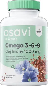 Комплекс омега Osavi Omega 3- 6-9 Лляна олія 1000 мг 120 капсул (5904139923795)