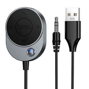 FM трансмиттер Bluetooth 5.4 для автомобиля с USB разъемом серый Hoco TRM-514