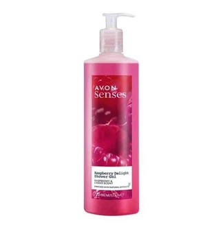 Зволожувальний гель для душу Avon Senses Малинове задоволення Raspberry Delight Shower Gel з малиной та чорною смородиною (Raspberry & Cassis scent) 720мл