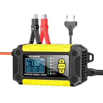 Зарядное устройство с тестером Foxsur FTC-1206 6A 120Ah 12v Yellow