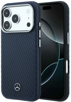 Чохол для смартфона Mercedes-Benz Leather Semi Wrap Wood Effect MagSafe для Apple iPhone 17 Pro Max Navy Blue (3666339618155)