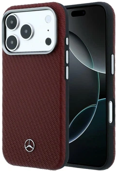 Чохол для смартфона Mercedes-Benz Leather Semi Wrap Wood Effect MagSafe для Apple iPhone 17 Pro Max Dark Red (3666339618261)