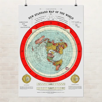 Постер Карта Глисона, плоская Земля , Alexander Gleason, Flat Earth Map (1892), A0 106×75 см (id6151)