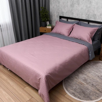 Комплект постільної білизни Moon&Star Satin Stripe Rose Graphite двоспальний 175х210 наволочки 4х50х70 (MS-820017123)