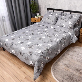 Комплект постільної білизни Moon&Star Мікросатин Premium Silver Flowers Полуторний 143х210 наволочки 2х40х60 (MS-820016290)