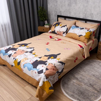 Комплект постельного белья Moon&Star Бязь Gold Люкс Kitten World Семейный 143х210х2 наволочки 4х50х70 (MS-820014203)