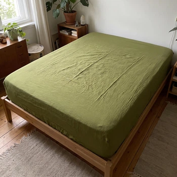 Простирадло без резинки Оливковий, муслін 230*260