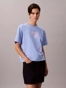 Футболка бавовняна жіноча Calvin Klein 403603766 XS Блакитна з принтом (1159865319)