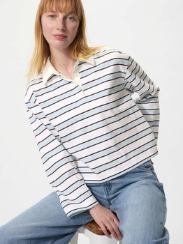 Поло жіноче Uniqlo 476921315 XL Білий/Блакитний (1159865371)